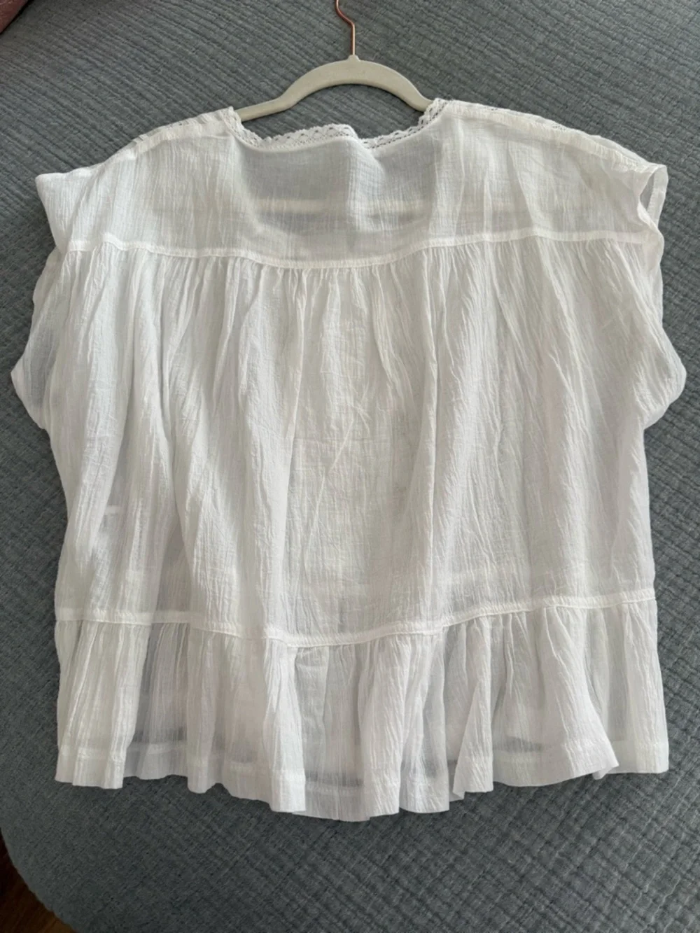 Boho White Lace-Trim Peasant Blouse - Picture 3 of 4